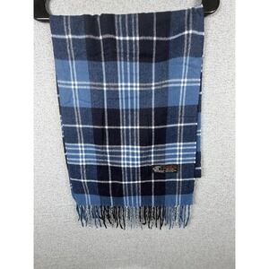Cashmere Feel Scarf Mens One Size‎ Blue Plaid Fringe Soft Winter Neck Warmer